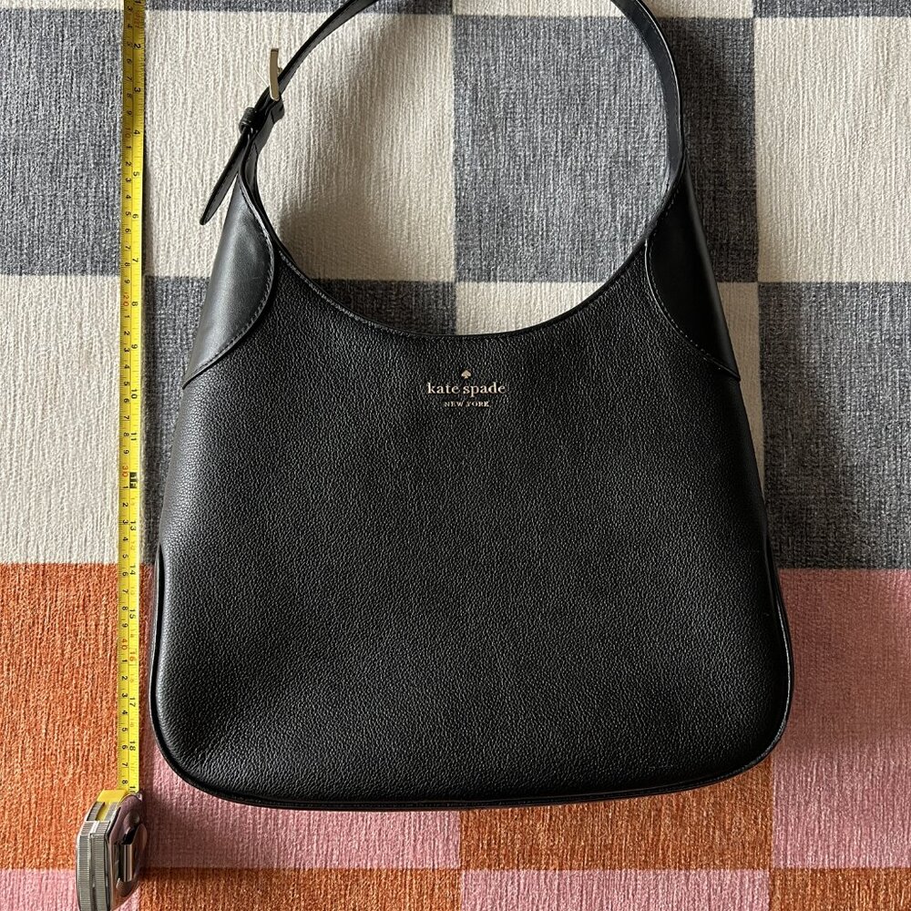 Kate Spade Aster Shoulder Bag Black Pebbled Leather Gold Hardware